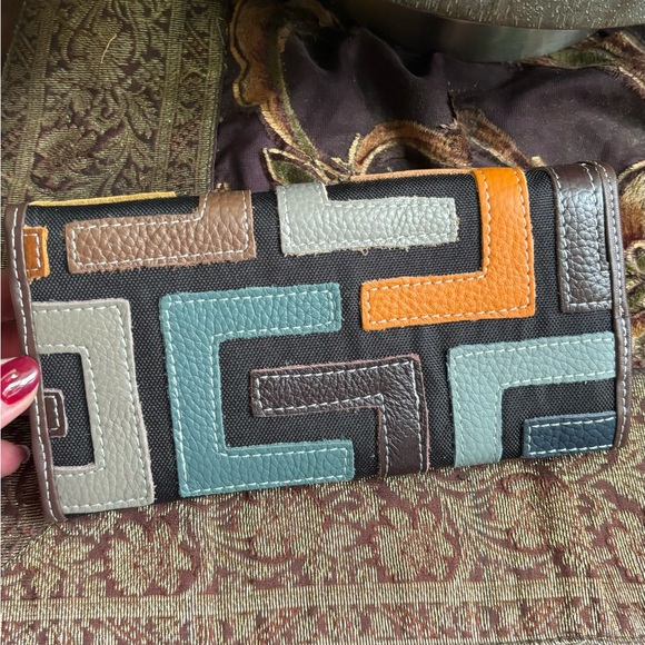 GENUINE Colorblock pebbled leather/texture snap trifold wallet/ID - Picture 2 of 10